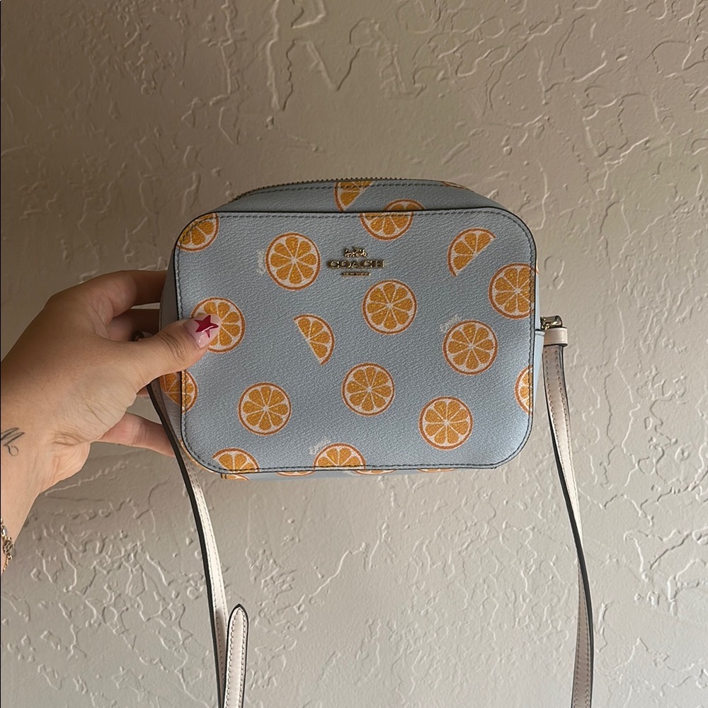 Coach Blue and Orange Crossbody Bag with Playful Design